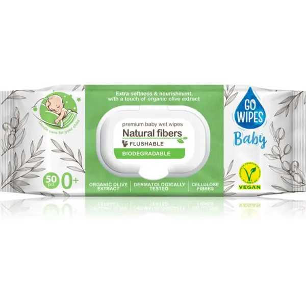 GoWipes GoWipes Baby Natural Fibers dječje nježne vlažne maramice za osjetljivu kožu 0+ 50 kom