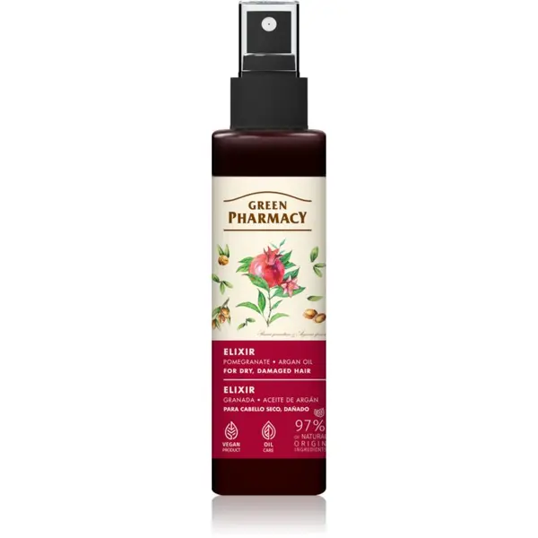 Green Pharmacy Green Pharmacy Argan Oil & Pomegranate Elixir eliksir bez ispiranja za oštećenu i lomljivu kosu 150 ml
