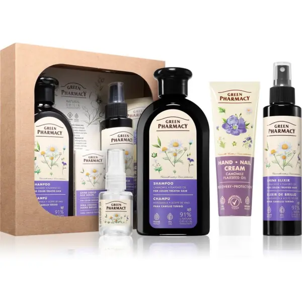 Green Pharmacy Green Pharmacy Chamomile & Flaxseed oil Set poklon set za obojenu kosu