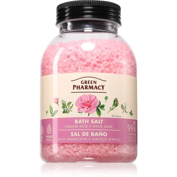 Green Pharmacy Green Pharmacy Damask Rose & White Musk Bath Salt relaksirajuća sol za kupku 1000 g