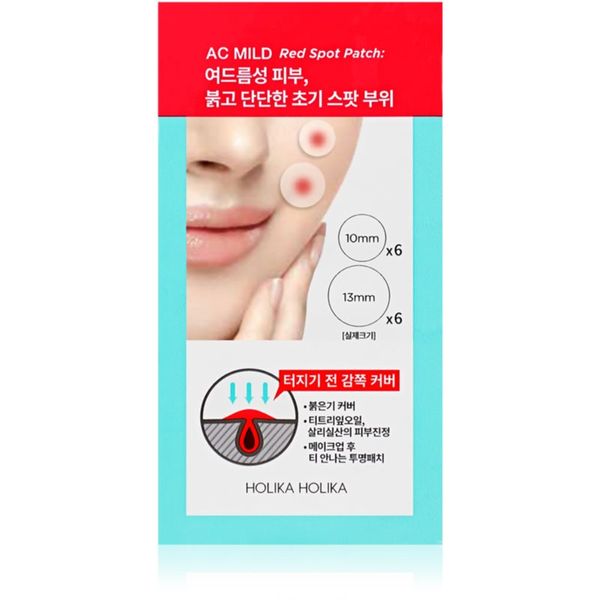 Holika Holika Holika Holika AC Mild Red Spot flasteri za problematičnu kožu lica protiv akni 12 kom