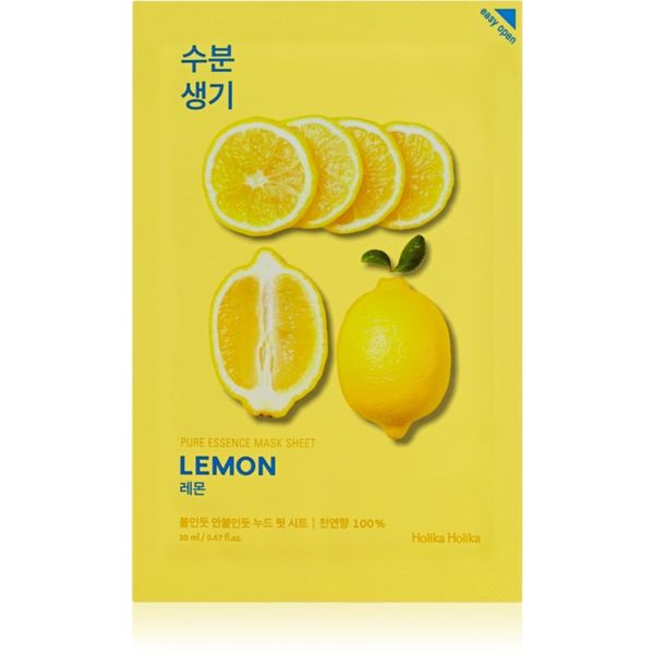 Holika Holika Holika Holika Pure Essence Lemon Sheet maska za omekšavanje s osvježavajućim učinkom s vitaminom C 20 ml