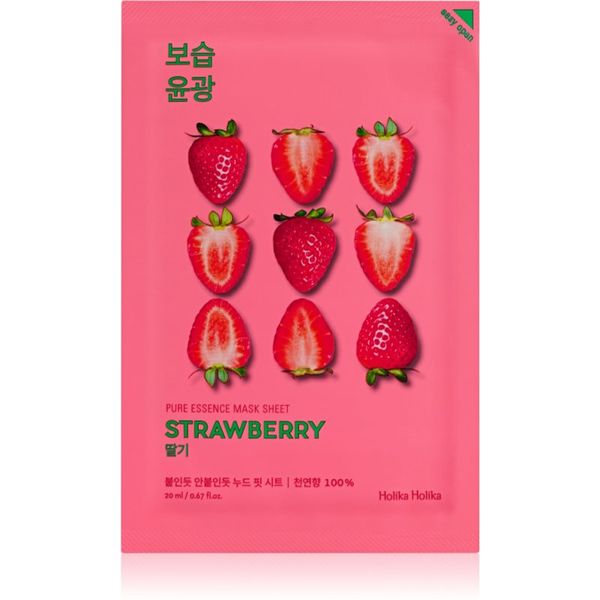 Holika Holika Holika Holika Pure Essence Strawberry sheet maska za blistav ten za ujednačenu boju tena 23 ml