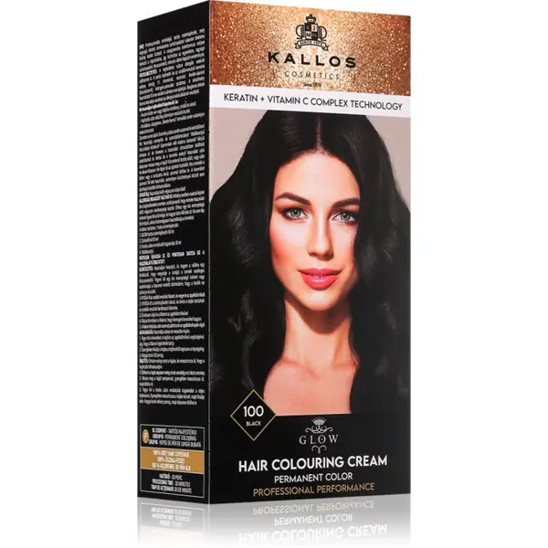 Kallos Kallos Glow Lasting Cream Colour trajna boja za kosu nijansa Black 60 ml