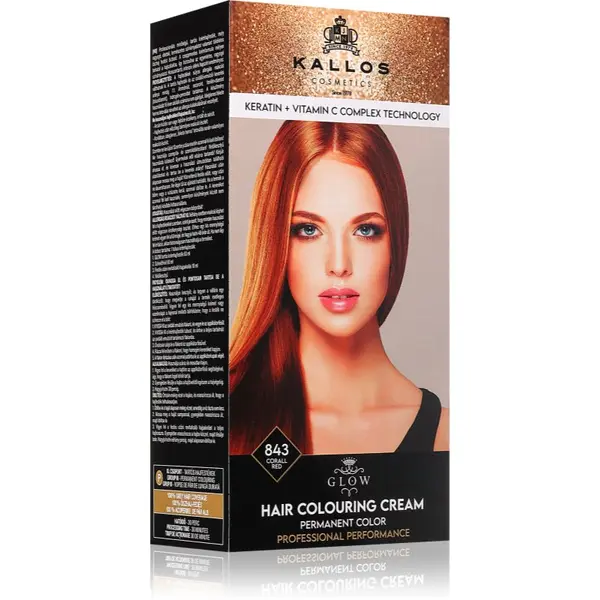Kallos Kallos Glow Lasting Cream Colour trajna boja za kosu nijansa Corall Red 60 ml