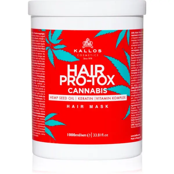 Kallos Kallos Hair Pro-Tox Cannabis regenerirajuća maska za kosu s uljem kanabisa 1000 ml