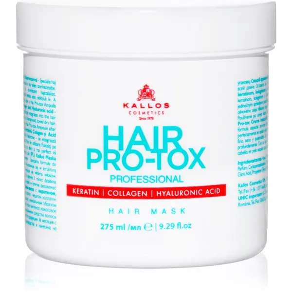 Kallos Kallos Hair Pro-Tox maska za slabu i oštećenu kosu s kokosovim uljem, hijaluronskom kiselinom i kolagenom 275 ml