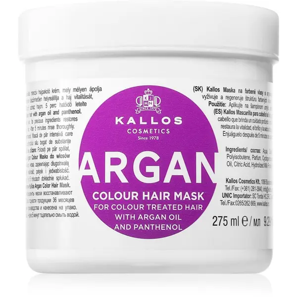 Kallos Kallos KJMN Professional Argan maska za kosu za obojenu kosu 275 ml