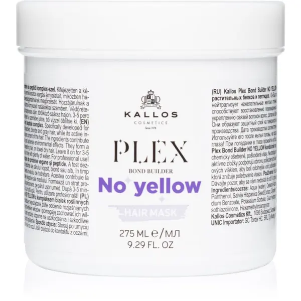 Kallos Kallos Plex No Yellow maska za kosu neutralizirajući žuti tonovi 275 ml