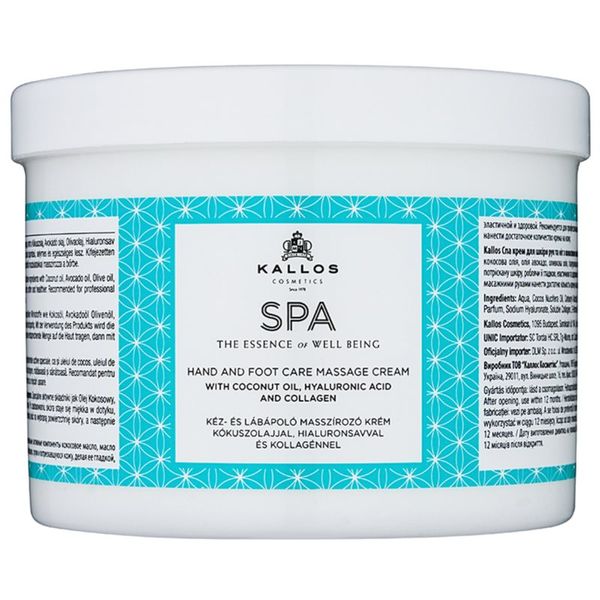 Kallos Kallos Spa krema za masažu za ruke i noge 500 ml