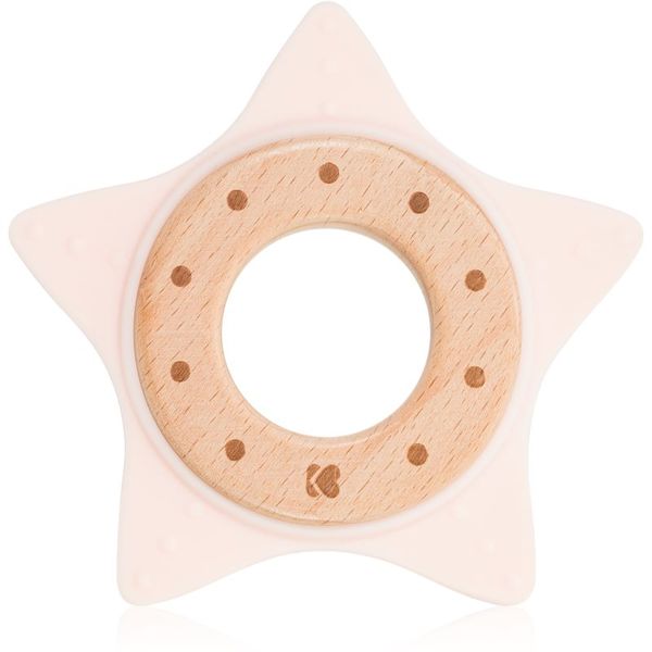 Kikkaboo Kikkaboo Silicone and Wood Teether Star grickalica za bebe Pink 1 kom