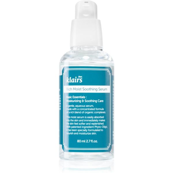 Klairs Klairs Rich Moist Soothing Serum umirujući serum za lice s hidratantnim učinkom 80 ml
