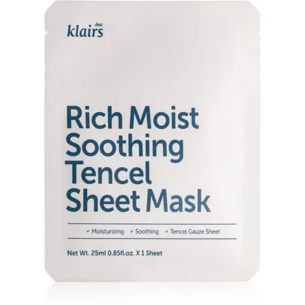 Klairs Klairs Rich Moist Soothing Tencel Sheet Mask umirujuća sheet maska s hidratantnim učinkom 25 ml