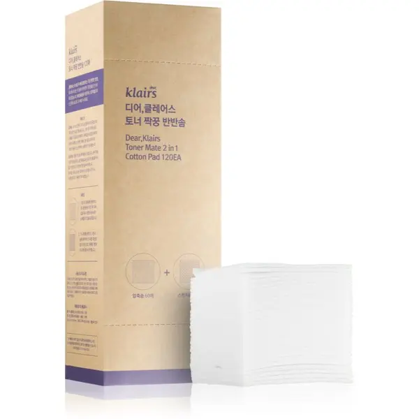 Klairs Klairs Supple Preparation Toner Mate Cotton Pad pamučne blazinice za uklanjanje šminke i čišćenje lica 120 kom