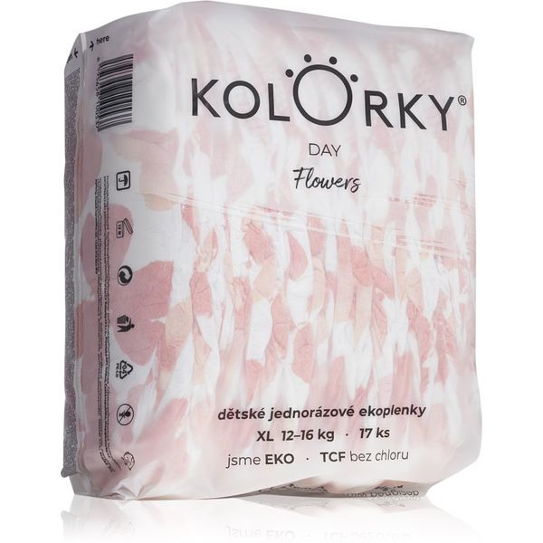 Kolorky Kolorky Day Flowers jednokratne EKO pelene veličina XL 12-16 Kg 17 kom