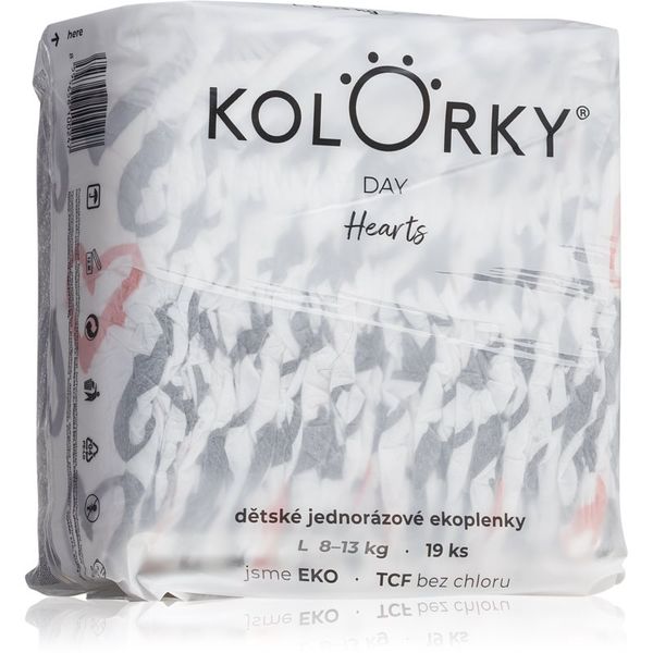 Kolorky Kolorky Day Hearts jednokratne EKO pelene 19 kom
