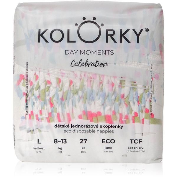 Kolorky Kolorky DAY Moments Celebration jednokratne EKO pelene Size L 8-13 kg 27 kom