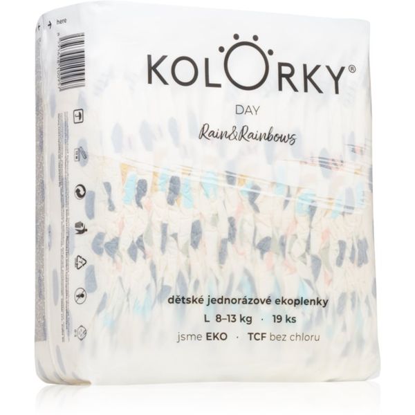 Kolorky Kolorky Day Rain&Rainbow jednokratne EKO pelene veličina L 8-13 Kg 19 kom