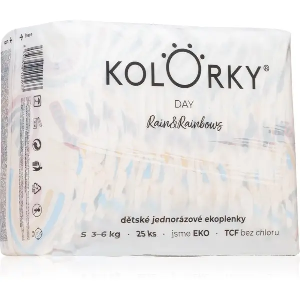 Kolorky Kolorky Day Rain&Rainbow jednokratne EKO pelene veličina S 3-6 Kg 25 kom