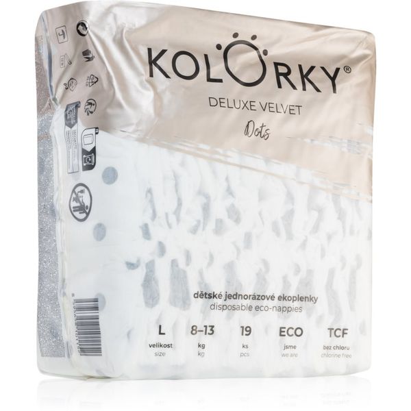 Kolorky Kolorky Deluxe Velvet Dots jednokratne EKO pelene veličina L 8-13 kg 19 kom