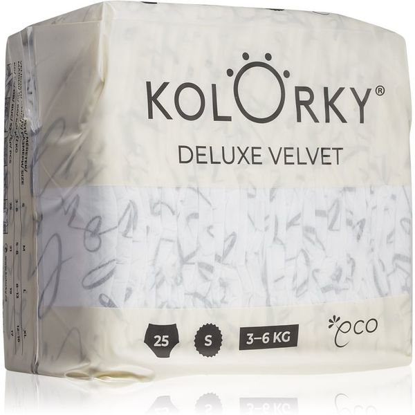 Kolorky Kolorky Deluxe Velvet Love Live Laugh jednokratne EKO pelene veličina S 3-6 Kg 25 kom