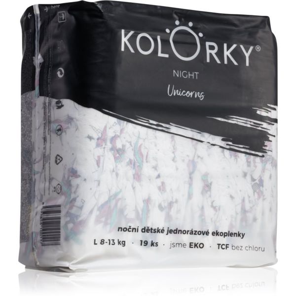 Kolorky Kolorky Night Unicorn jednokratne EKO pelene za potpunu zaštitu tijekom noći veličina L 8-13 Kg 19 kom