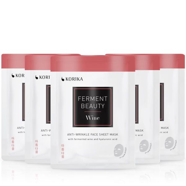 KORIKA KORIKA FermentBeauty Set of 5 Anti-wrinkle Face Sheet Masks with Fermented Wine and Hyaluronic Acid set maski za lice ima povoljniju cijenu