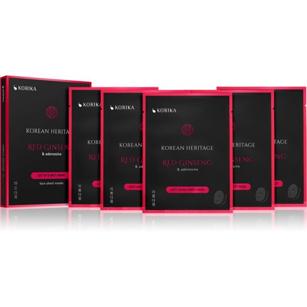 KORIKA KORIKA Korean Heritage Red Ginseng & Adenosine Anti-aging Sheet Mask set maski za lice ima povoljniju cijenu Red Ginseng(protiv starenja i za zatezanj