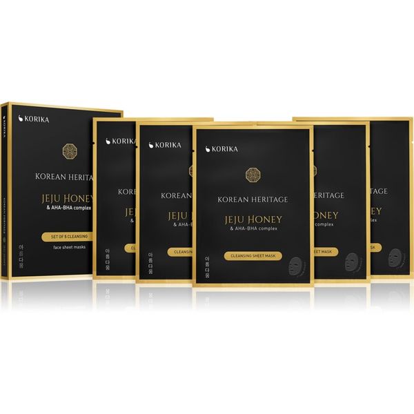 KORIKA KORIKA Korean Heritage Set of 5 Cleansing Face Sheet Masks set maski za lice ima povoljniju cijenu Jeju honey & AHA - BHA complex sheet mask(za savrše