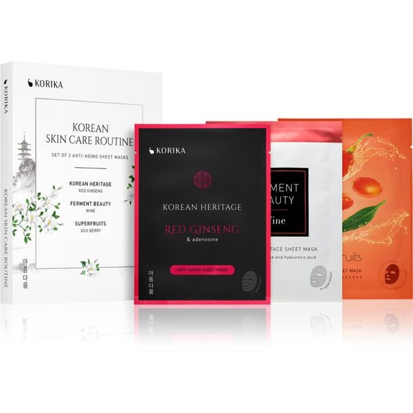 KORIKA KORIKA KOREAN SKIN CARE ROUTINE SET OF 3 ANTI-AGING SHEET MASKS set (protiv bora)