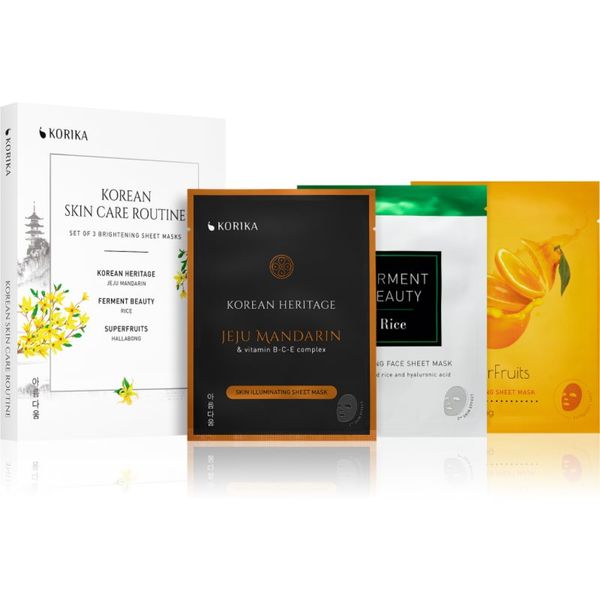 KORIKA KORIKA KOREAN SKIN CARE ROUTINE SET OF 3 BRIGHTENING SHEET MASKS set (za sjaj lica)