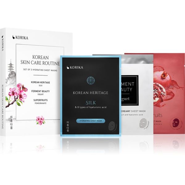 KORIKA KORIKA KOREAN SKIN CARE ROUTINE SET OF 3 HYDRATING SHEET MASKS set (s hidratantnim učinkom)