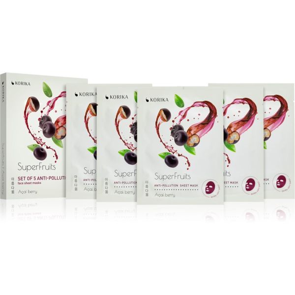 KORIKA KORIKA SuperFruits Acai Berry - Set of 5 Anti-pollution Face Sheet Masks set maski za lice ima povoljniju cijenu Acai berry