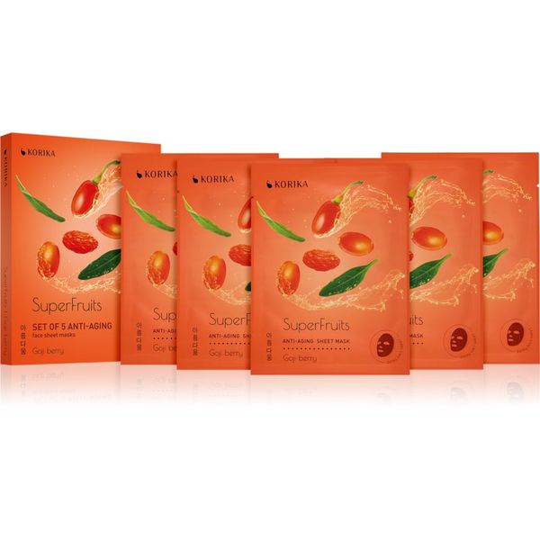 KORIKA KORIKA SuperFruits Goji Berry - Set of 5 Anti-aging Face Sheet Masks set maski za lice ima povoljniju cijenu Goji berry (s učinkom pomlađivanja)