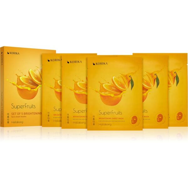 KORIKA KORIKA SuperFruits Hallabong - Set of 5 Brightening Face Sheet Masks set maski za lice ima povoljniju cijenu  Hallabong(za sjaj lica)