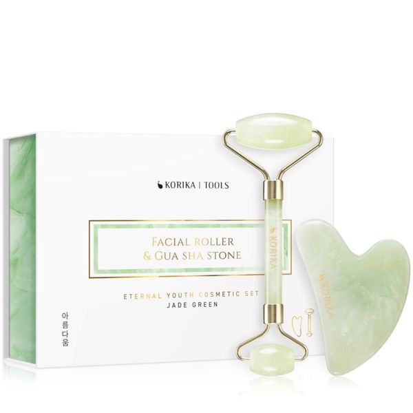 KORIKA KORIKA Tools Face Roller & Gua Sha valjak za masažu za lice i pomagalo za masažu Jade Green