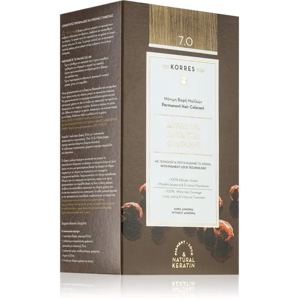 Korres Korres Argan Oil trajna boja za kosu s arganovim uljem nijansa 7.0 Blonde 50 ml