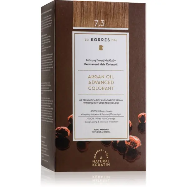 Korres Korres Argan Oil trajna boja za kosu s arganovim uljem nijansa 7.3 Golden / Honey Blonde 50 ml