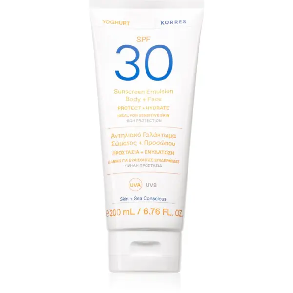 Korres Korres Yoghurt Sunscreen emulzija za sunčanje za lice i tijelo SPF 30 200 ml