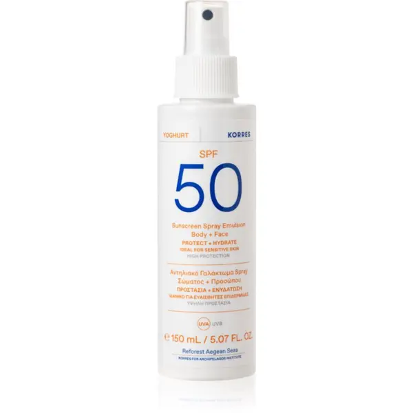 Korres Korres Yoghurt Sunscreen mlijeko za sunčanje u spreju za lice i tijelo SPF 50+ 150 ml