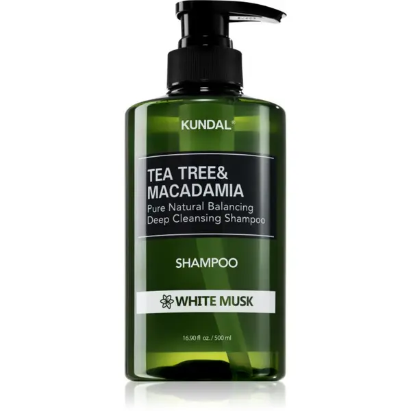 KUNDAL KUNDAL Tea Tree & Macadamia White Musk šampon za dubinsko čišćenje s osvježavajućim učinkom 500 ml