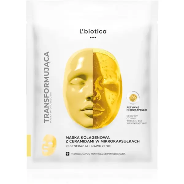 L’biotica L’biotica Transforming Collagen Mask with Ceramides in Microcapsules kolagenska maska za obnovu i njegu lica 1 kom
