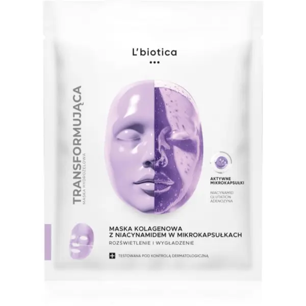 L’biotica L’biotica Transforming Collagen Mask with Niacinamide in Microcapsules kolagenska maska za sjaj lica 1 kom