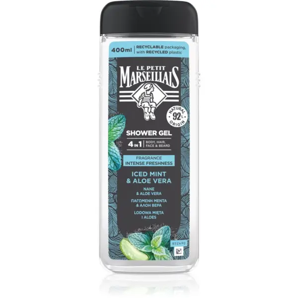 Le Petit Marseillais Le Petit Marseillais Iced Mint & Aloe Vera gel za tuširanje 4 u 1 za muškarce 400 ml