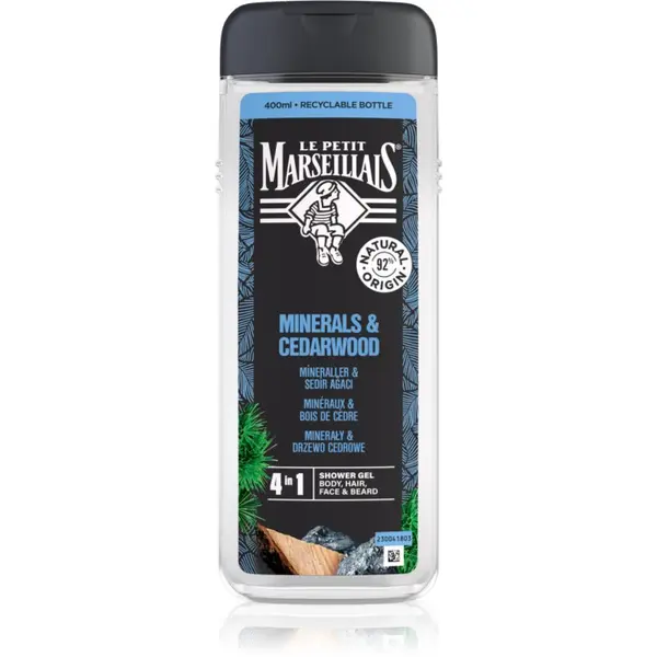 Le Petit Marseillais Le Petit Marseillais Minerals & Cedarwood gel za tuširanje 4 u 1 za muškarce 400 ml