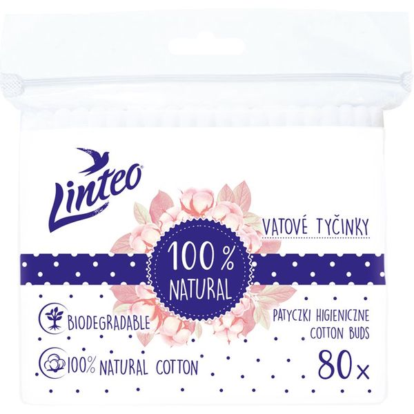 Linteo Linteo Natural Cotton Buds štapići za uši u vrećici 80 kom