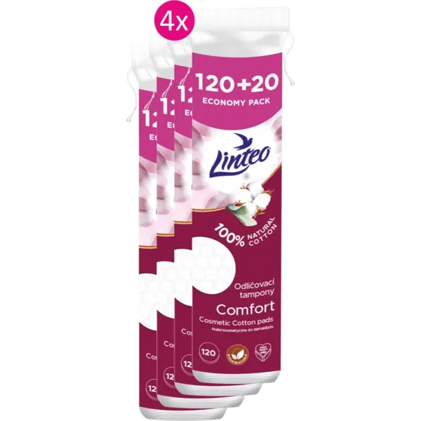 Linteo Linteo Natural Cotton Pads blazinice 120 + 20ks x 4