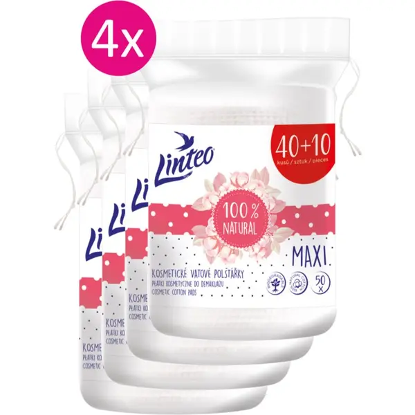 Linteo Linteo Natural Cotton Pads blazinice za skidanje šminke 40 + 10ks x 4