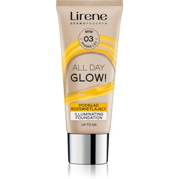 Lirene Lirene ALL DAY GLOW! posvjetljujući tekući puder za dugotrajni efekt nijansa 03 Beige 30 ml