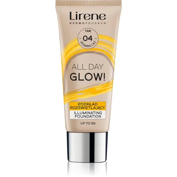 Lirene Lirene ALL DAY GLOW! posvjetljujući tekući puder za dugotrajni efekt nijansa 04 Tanned 30 ml